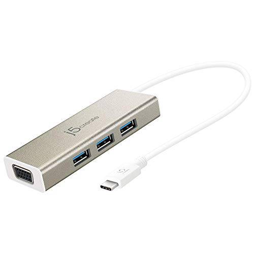 j5USB C 허브 변환기 동글 USB 3.1 Type C 케이블 to 3-Port USB 3.0&  VGA Multi-Monitor 디스플레이 | 초고속 Backwards 호환가능한 with USB 2.0 for 애플 MacBook, 윈도우 Laptops, 태블릿