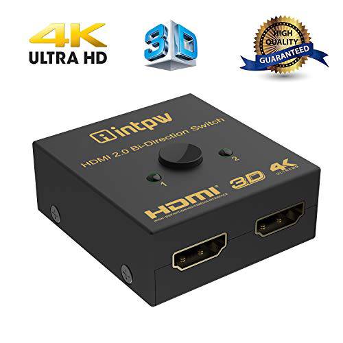 HDMI 분배, Intpw 알루미늄 HDMI Switch 4K HDMI 2.0 변환기 1 인 2 Out, HDMI Switch 분배 2 x 1/ 1 x 2, support 3D 4K@60HZ Full HD1080P for 엑스박스 PS4 파이어 스틱 Roku Blu-Ray 플레이어 애플 TV 4K HD
