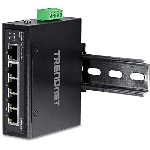 TRENDnet 5-Port 산업용 Unmanaged 고속 랜포트 DIN-Rail Switch, TI-E50, 5 x 고속 랜포트 Ports, 1Gbps 변환 Capacity, 5 Port 네트워크 고속 랜포트 Switch, IP30 메탈 Switch, 라이프타임 프로텍트