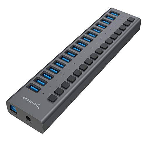 Sabrent 16-Port USB 3.0 Data 허브 and 충전 with 개별 switches [90 Watts] (HB-PU16)