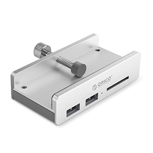 ORICO USB Hub, 2 Ports Clip-Type USB 3.0 알루미늄 Alloy 허브 with SD 카드 Reader, 휴대용 사이즈 여행용 슈퍼 스피드 USB 분배 for iMac 맥북 PC 노트북