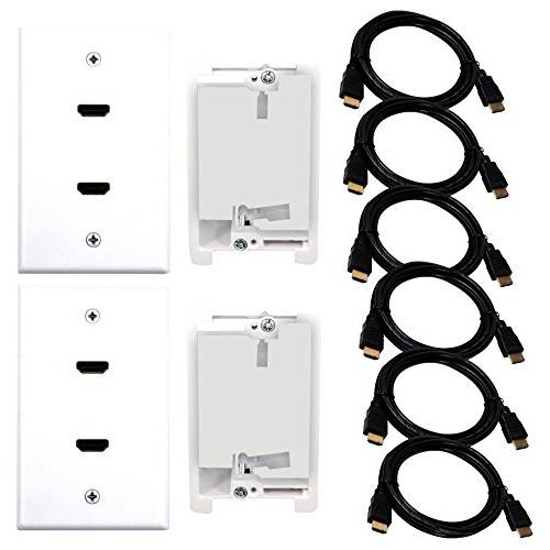 PowerBridge Solutions PB-HDMI2KIT, 이중 Port 랜포트 and HDMI 2.0 벽면 Plate with 마운팅 Brackets, 세트 of 2, and Six (6) count 2-Meter HDMI Cables
