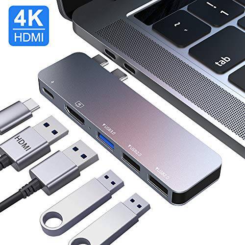 USB C 허브 맥북 프로 USB Accessories, USB C 이중 허브 멀티포트 Adapter, Type C 허브 with 4K HDMI Output, USB C 파워 Delivery, for 맥북 프로 13″and 15″2016/ 2017/ 2018/ 2019