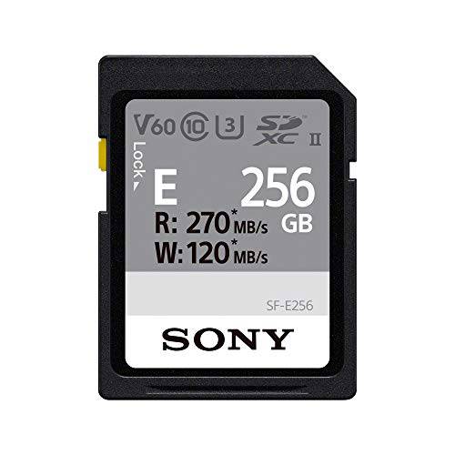소니 E series SDXC UHS-II 카드 256GB, V60, CL10, U3, Max R270MB/ S, W120MB/ S (SF-E256/ T1), Black, Small