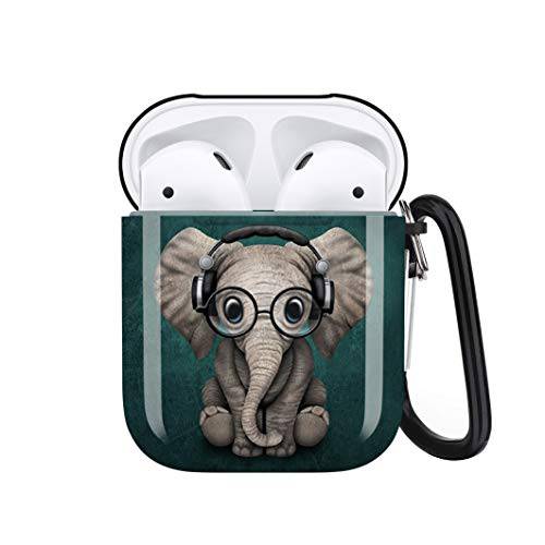 귀여운 Elephant 에어팟 케이스 커버 Personalized, 듀러블 에어팟 악세사리 for 애플 에어팟 충전 케이스 2& 1, 충격방지 Proof 보호 케이스 커버 with Keychain/ 넥 런닝 스트랩