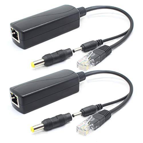 ANVISION 2-Pack 5V PoE Splitter, 48V to 5V 2.4A Adapter, Plug 3.5mm x 1.35mm, 5.5mm x 2.1mm Connector, IEEE 802.3af Compliant, for IP카메라 and More