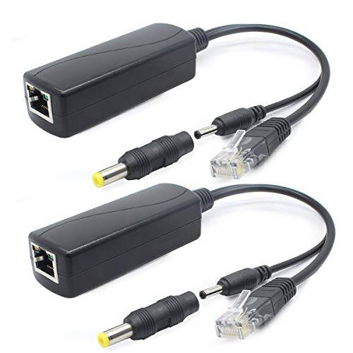 ANVISION 2-Pack 5V 기가비트 PoE Splitter, 48V to 5V 2.4A Adapter, Plug 3.5mm x 1.35mm, 5.5mm x 2.1mm Connector, IEEE 802.3af Compliant, for IP카메라 and More