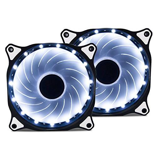 Vetroo 120mm White 15-LEDs 쿨링 팬 for 컴퓨터 PC Cases, CPU 쿨러 and Radiators, 2-Pack