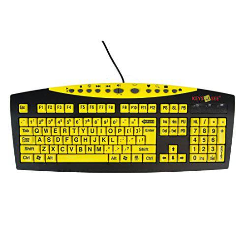 AbleNet Keys-U-See 라지 프린트 US English USB 유선 Yellow Keyboard, 스탠다드 사이즈 Keys with 라지 각인 - 생성물 Number: 10090103