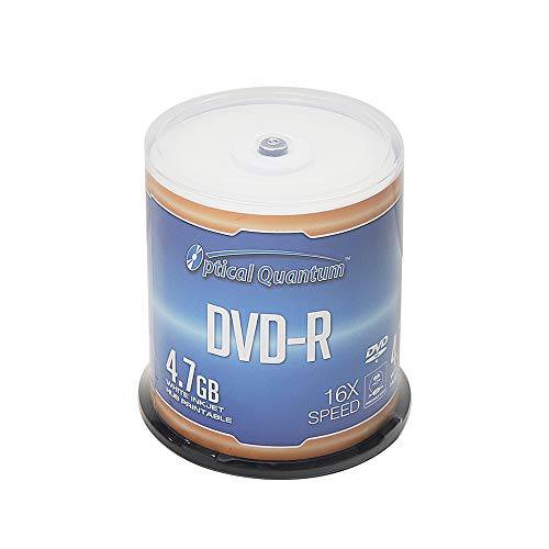 Optical Quantum DVD-R 4.7GB 16X White 잉크젯 인쇄가능 허브 인쇄가능 - 100pk 케이크 박스 (FFB) OQDMR16WIPH-BX