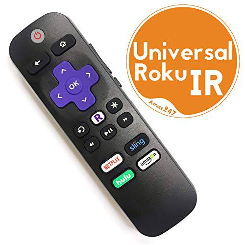 Amaz247 범용 ROKU IR Learning 원격 for 모든 Roku 플레이어 and Roku TV, 호환가능한 with Roku 1, 2, 3, 4 (HD, LT, XS, XD), Roku Express with Samsung, Vizio, LG, 소니 TV for 파워 and 볼륨 Buttons