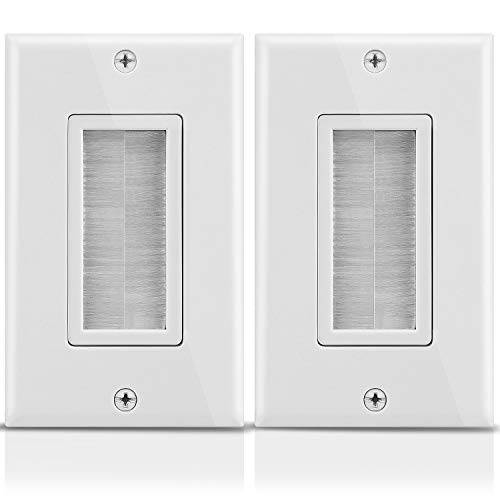 1-Gang 벽면 Plate (2 Pack), 브러쉬 Style Opening 패스 through 작은 전압,볼트 CablePlate In-Wall Installation for 케이블, TV, 스피커 Wires, 동축, Coaxial,COAX Cables, HDMI Cables, or 네트워크 and 폰 Cables