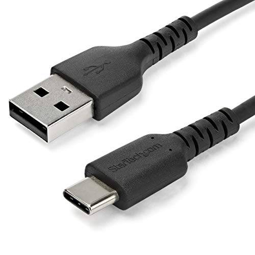 brandnameeng.com 2m USB A to USB C 충전 케이블 - 듀러블 고속 요금&  동조 USB 2.0 to USB Type C Data 코드 - 견고한 TPE 케이스 Aramid Fiber M/ M 60W 블랙 - 삼성 S10, 아이패드 Pro, Pixel (RUSB2AC2MB)