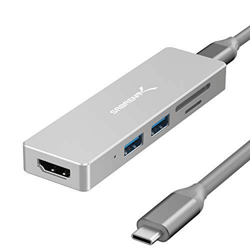 Sabrent 5 인 1 USB C 멀티포트 허브 for 윈도우&  맥 OS |  SD&  마이크로  SD Card-Reader | HDMI 2.0 포트 - 이상 to 4K @30Hz | 2 x USB 3.0 포트s (HB-HUCR)