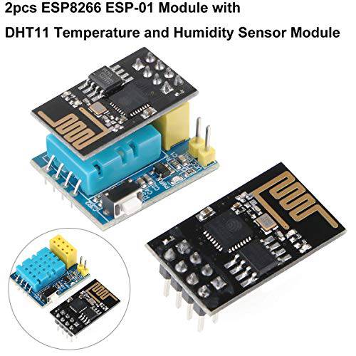 MakerFocus 2pcs ESP8266 ESP-01 Serial 무선 와이파이 트랜시버 블루투스리시버 모듈 1MB SPI Flash with DHT11 온도 앤 습도 센서 모듈 for 아두이노