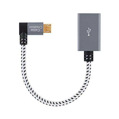 직각 미니 USB OTG 변환기, CableCreation Braided 미니 USB to USB On The 고 변환기 호환가능한 with Flash Drive,  마우스&  건반, 게임 Controller, Aluminum, 공간 그레이