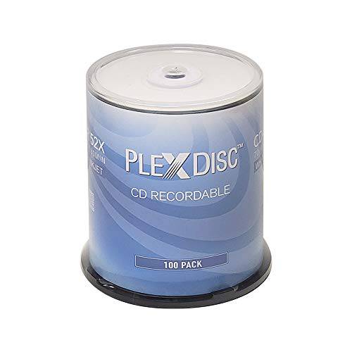 PlexDisc CD-R 700MB 52X White 잉크젯 허브 작성가능 기록가능 Media 디스크 - 100pk Spindle 631-205-BX