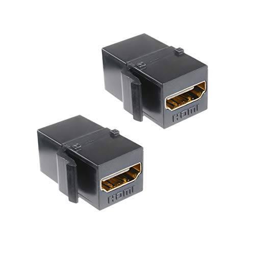 HDMI Keystone 잭 - TENINYU Female to Female 연장기,커플러 Snap-in 커넥터 변환기 for 벽면 플레이트 - 블랙 (2 Pack)