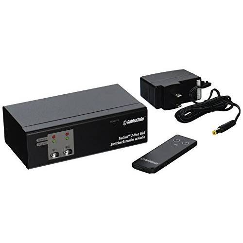C2G 39971 Trulink 2-Port VGA 모니터 Switcher/ 연장 with 3.5mm Audio, TAA Compliant, 블랙