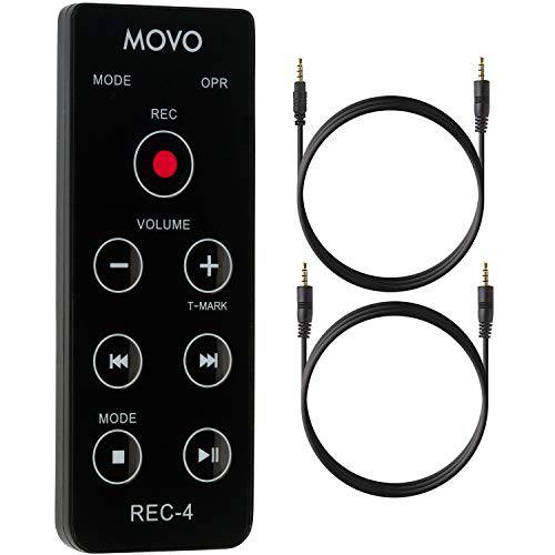 Movo REC-4 유선 리모컨, 원격 for Zoom H2n, H4n Pro, H5 앤 H6 휴대용 디지털 핸디 레코더 - 또한 호환가능한 with 소니 M10, D50, D100