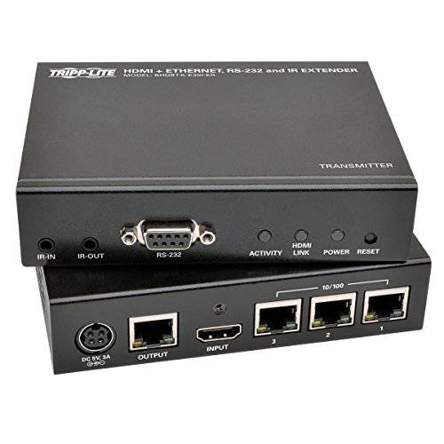 Tripp Lite HDBaseT HDMI Over Cat5e/ 6/ 6a 연장 Kit w/ Ethernet, Serial 앤 IR Control, 1080p, Up to 500 ft. (BHDBT-K-E3SI-ER)