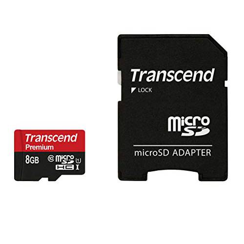 Transcend 8 GB microSDHC Class 10 Uhs-1 메모리 카드 어댑터 포함 TS8GUSDU1 with
