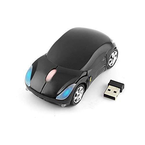 Colorful 3D 스포츠 차량용 쉐입 마우스 2.4GHz 무선 마우스 1600DPI 3 Buttons 옵티컬, Optical 인체공학 게이밍 마우스 with USB 블루투스리시버 for PC 노트북 컴퓨터 (Red)