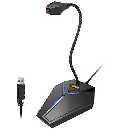 컴퓨터 Microphone, CMTECK G006Plus USB 데스트탑 콘덴서 PC 노트북 Mic, 볼륨 Knob, 음소거 버튼 with LED Indicators, 호환가능한 with Windows/ 맥 (Black with Knob)