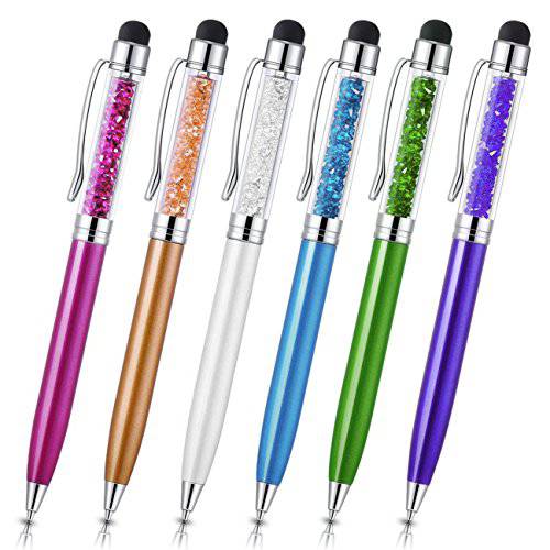 스타일러스 Pens, Besgoods 10Pack 컬러 2 인 1 크리스탈 범용 정전식 스타일러스& 볼펜 호환가능한 iPhone X 8 7 Plus, iPad, Tablets, Samsung, Android, Black/ White/ Blue/ red/ Green