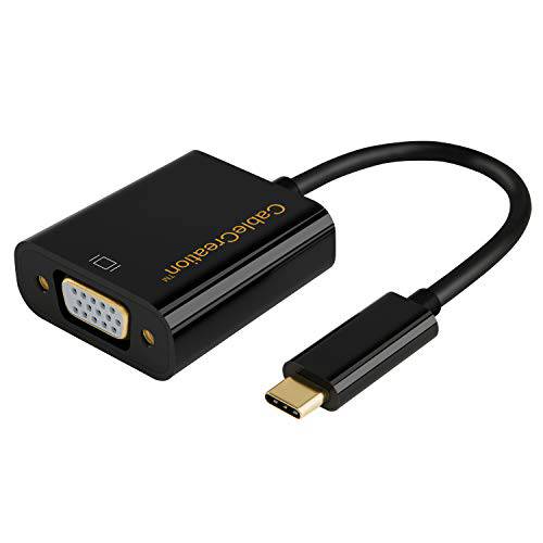 USB C to VGA Adapter, CableCreation USB Type C to VGA Converter, 호환가능한 with 맥북 프로 2019, 맥 Mini, 서피스 북 2, Chromebook Pixel, Dell XPS 13/ 15, 아이패드 프로 2019, 갤럭시 S10/ S10 Plus, 블랙