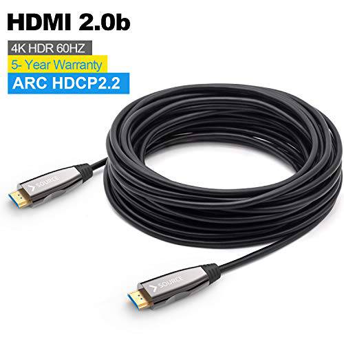 Fiber Optic HDMI 케이블, DELONG 50ft 롱 HDMI 케이블 지원 4K 60Hz UHD/ HDR/ HDTV/ 3D IMAX/ Dolby Vision, 호환가능한 with AV Receiver, 4K Projector, UHD TV, PS4 Pro, 엑스박스 etc.(100ft/ 50ft/ 30ft Optional) 15m