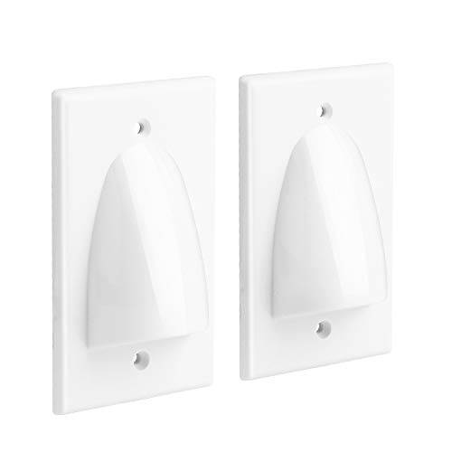 2-Pack 싱글 브러쉬 벽면 Plate White 벽면 마운트 Panel 케이블 패스 Through for Wires, 스피커 Wires, 케이블 벽면 Plate for 동축, Coaxial,COAX 케이블s, HDTV HDMI 홈 시어터 Systems
