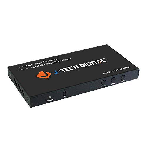 J-Tech 디지털 HDMI Multi-Viewer Quad 4x1 Seamless Switch 1080p 변환기 w/ 5 디스플레이 모드&  VGA 루프 Out [JTECH-MV41V]