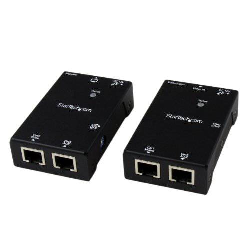 StarTech.com HDMI Over CAT5/ CAT6 연장 with 파워 Over 케이블 - 165 ft (50m) HDMI Video/ 오디오 Over 이중 랜포트 케이블 연장 (ST121SHD50), 블랙