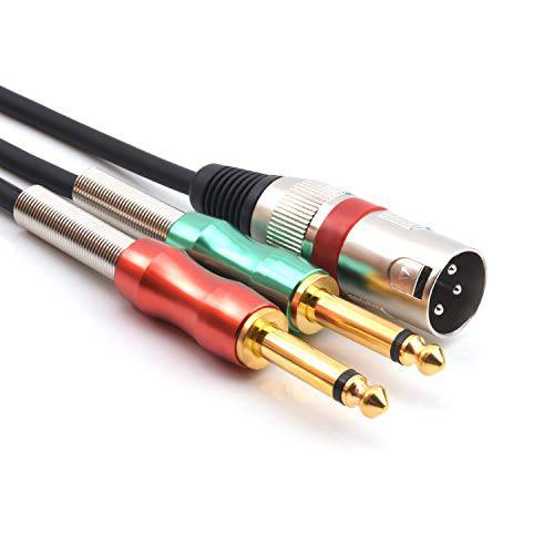 SiYear 10FT XLR 3 핀 Male to 이중 6.35mm 1/ 4 TS Male Y 분배 케이블, 이중 모노 Male (1/ 4 inch) 6.35mm to XLR Male 마개 스테레오 마이크,마이크로폰 Cables(10Feet)