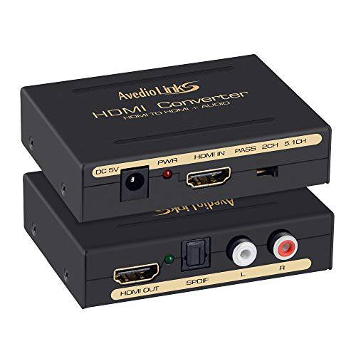 avedio Links 4K HDMI 오디오 출력기 HDMI to HDMI 광학 TOSLINK SPDIF 3.5mm Aux 스테레오 오디오 Out HDMI 오디오 컨버터 변환기 분배기 지원 4K@60Hz HDCP1.4 Full HD 1080P 3D