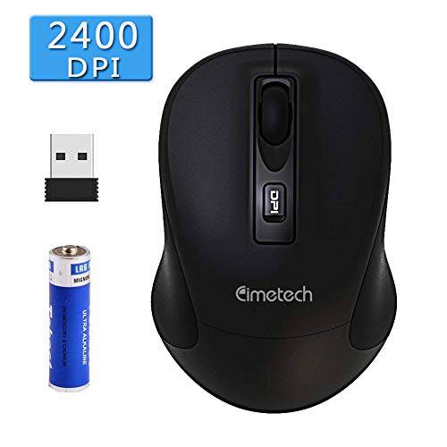 cimetech 무선 마우스 for Laptop, 2.4G 하이 Precision 1600 DPI 무선 옵티컬, Optical 무선 마우스 마우스 with USB 소형 블루투스리시버 미니 휴대용 컴퓨터 마우스 Copact (Black)
