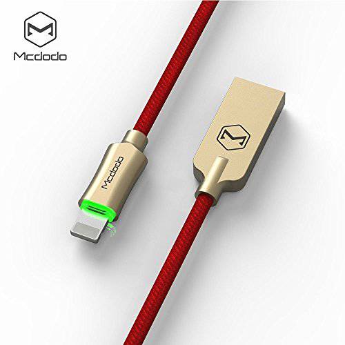 스마트 LED 6FT/ 1.8M 오토 Disconnect Nylon Braided 동기화 충전 USB Data 케이블 호환가능한 iPhone/ iPod/ 아이패드 (6FT Red)