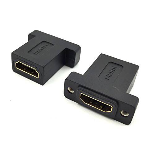 HDMI 연장기,커플러 어댑터 Connector, Poyiccot (2-Pack) Golden Plated HDMI Female to Female Inline 스트레이트 연장기,커플러 with 스크류 Panel 블랙