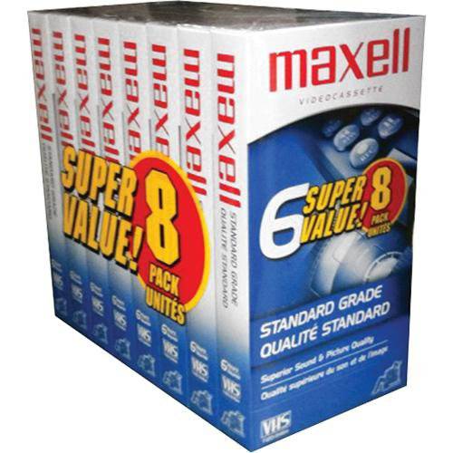 Maxell 214150 T120GX/ 8PK VHS 카세트 스탠다드 Grade T-120, 6 시간 - 8 팩