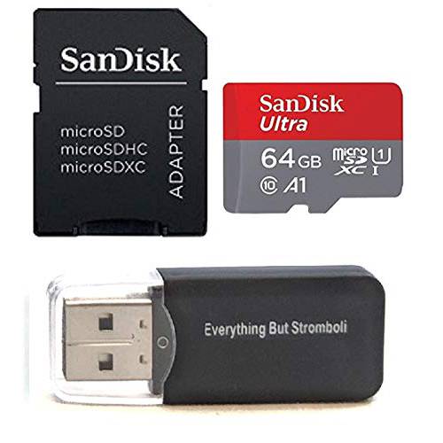 SanDisk 64GB 울트라 미니 SDXC 메모리 카드 번들,묶음 Works with 삼성 갤럭시 J3 (2018), J4, J6, J8, Amp Prime 3 폰 UHS-I Class 10 (SDSQUAR-064G-GN6MN) 플러스 Everything But Stromboli (TM) 카드 리더,리더기