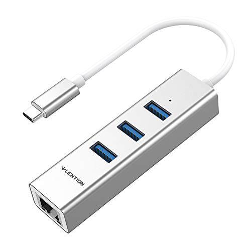LENTION USB-C to 3-Port USB 3.0 허브 with 기가비트 랜포트 랜 어댑터 호환가능한 2020-2016 맥북 Pro13/ 15/ 16, New 맥 Air/ Surface/ 아이패드 Pro, Chromebook,  더 - 울트라 슬림 (CB-C23s, 공간 Gray)