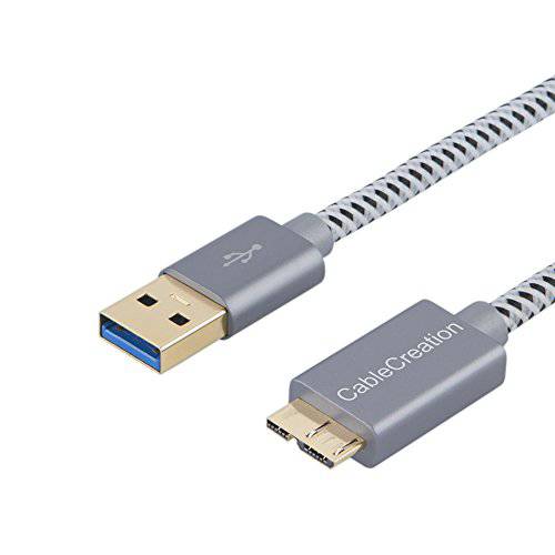 CableCreation 6.6 FT 하드디스크 케이블, USB 3.0 미니 케이블, USB 3.0 A to 미니 B 케이블 호환가능한 with 외장 하드디스크, HD Camera, 충전 삼성 갤럭시 S5, Note 3/ N9000 2M, 공간 그레이 알루미늄