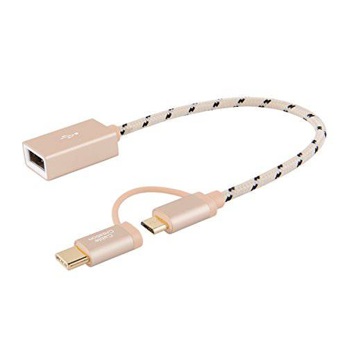 케이블Creation 미니 USB&  타입 C to USB 2.0 Female 어댑터 케이블, 0.6ft 숏 OTG (on-the-go) 케이블 호환가능한 with Pixel 3XL 2XL, 갤럭시 S20/ S10/ S9/ S8, 안드로이드 and 타입 C devices, 0.18M/ 레드 알루미늄