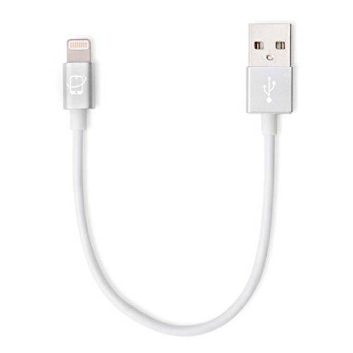 CreatePros MFi Certified 숏 라이트닝 to USB 케이블 with 알루미늄 커넥터 호환가능한 with iPhone, 아이패드 and 아이팟 - 7.5 Inches (19 센티미터) - Silver/ White
