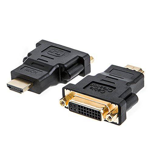 CableCreation DVI to HDMI Adapter, 2-Pack Bi-Directional DVI Male to HDMI Female Converter, 지원 1080P, 3D for PS3, PS4, TV Box, Blu-ray, Projector, HDTV