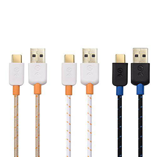 CableMatters 3-Color Combo USB-C Cable(UUSB C to USB Cable) with Braided 케이스 6.6 Feet for 삼성 갤럭시 S20, S20+, S20 Ultra, Note 10, Note 10+, LG G8, V50, 구글 Pixel 4, and More