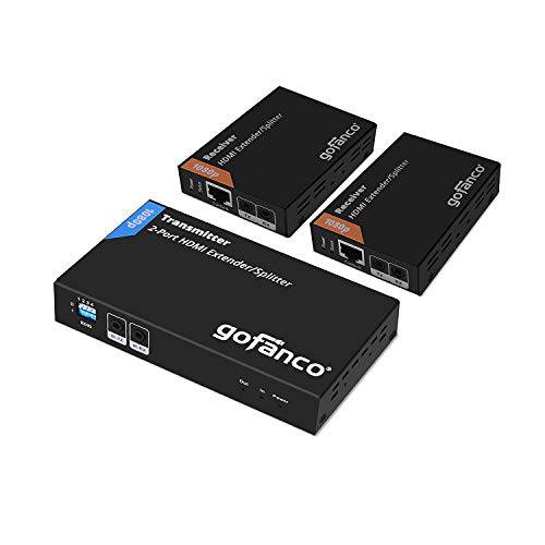 gofanco Prophecy 1x4 HDMI 확장기 분배기 1080p Over Cat5e/ Cat6/ Cat7 랜선, 랜 케이블 HDMI Loopout - up to 50m/ 165ft - EDID 관리, Bi-Directional IR 리모컨, 원격 (1 in 4 Out/ 4-Port)