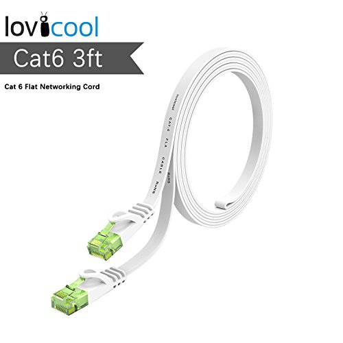 Cat 6 랜선, 랜 케이블 100ft White, Lovicool Flat Internet 랜 패치 네트워킹 케이블 250MHz 스피드 Internet 패치 케이블 Snagless Rj45 커넥터 with 케이블 클립, 핀 30 미터