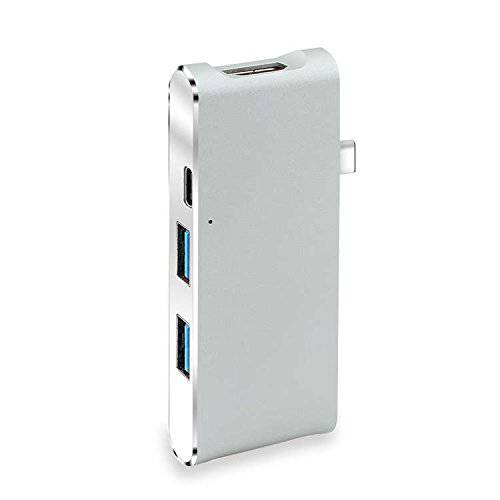 KiKerTech USB C Hub, USB Type C 어댑터 3.1 with Type C 충전 Port, USB 3.0, Two USB 2.0, SD 카드 Reader, for 맥북 프로 and More USB C 디바이스 (Brushed Aluminum)